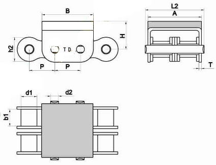 Factory 08B-G2 Industrial Steel Pipe Conveyor Single Row Top Rubber Coating Chain