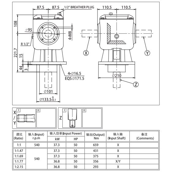 Post Hole Digger Gearbox Rght Angle Bevel Gearbox