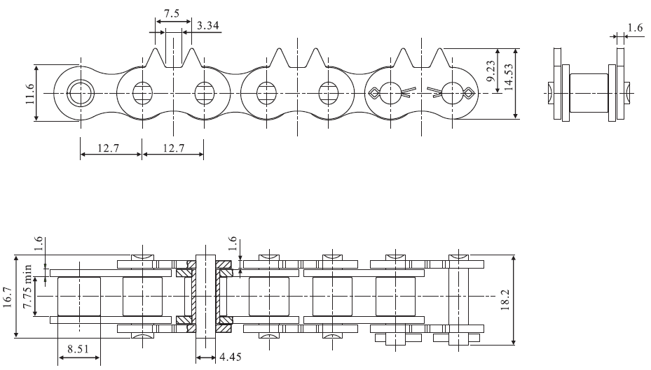 Customized Stainless Steel Sharp Top Conveyor Chain and Sprockets in Steel for Wholesale