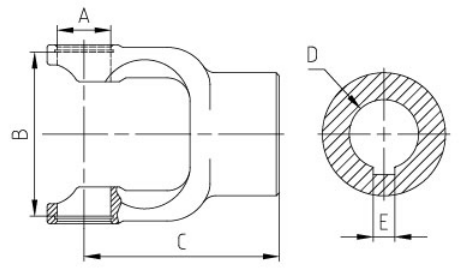 2512/3012/3512/4012/4212/4512/4712/5012/6012 Agricultural PTO Shaft Part Keyway Yoke Agriculture Industrial Plain Bore Yoke