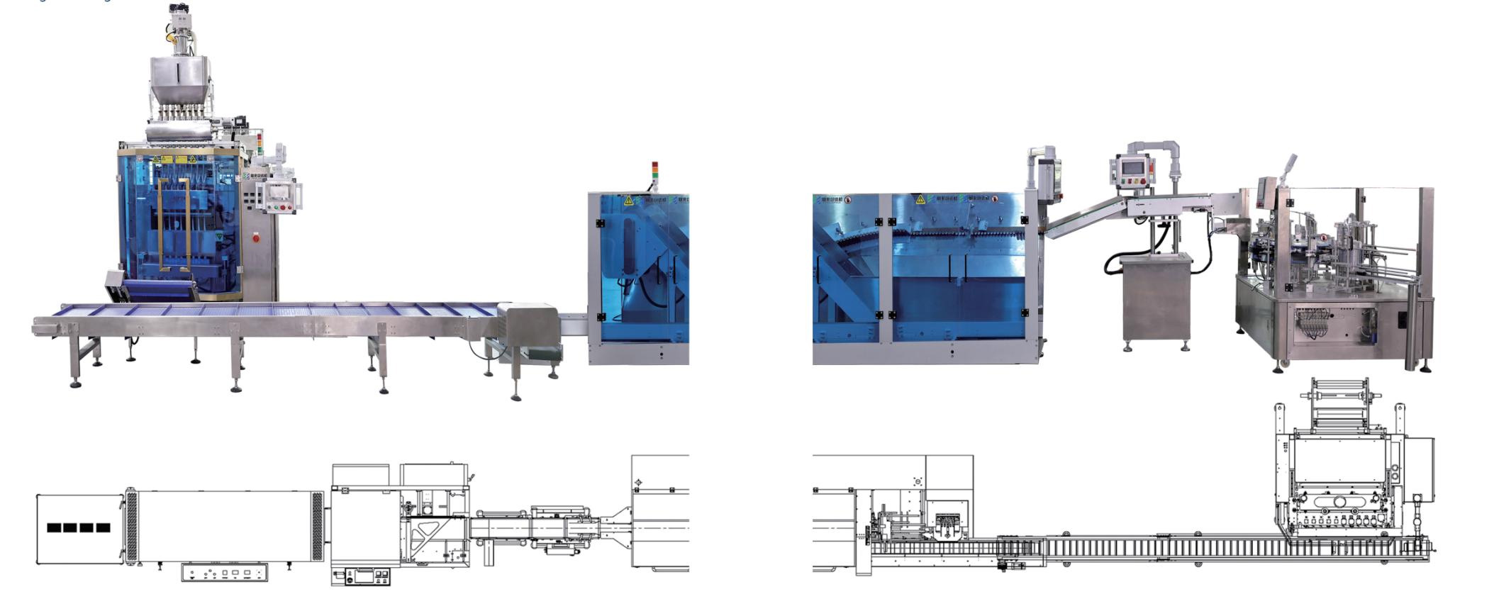 Fully Automatic Multi-row Bagging Carton Packing and Carton Wrapping Film Machine for Particle Powder Liquid Products