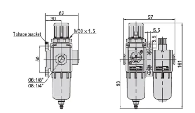 GFC Series GFC400-10/15 Air Source Treatment Unit Oil Lubricator Air Regulator for Compressed Air System
