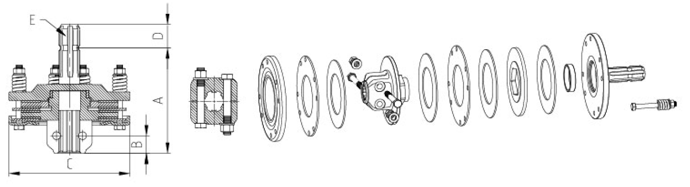 PTO Shaft Parts ED.H Series 4pcs 200mm Part Friction Clutch for Agricultural Machines with Customer Choice Friction Disc