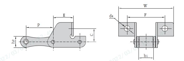 S Type S52F11SD S52F3 C45F1SD  Steel Agricultural Conveyor Roller Chain With Attachment