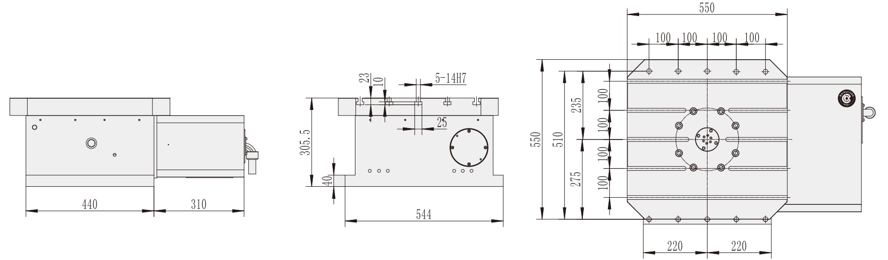WT-H550 CNC Machining Center Parts CNC Turntable Rotary Table Horizontal Micro-positioning Table
