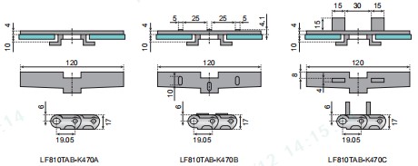 Factory LF 810TAB series sideflexing Plastic Flat Top Chains for the conveyor of instant noodles