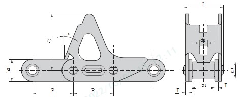 55VDF1-CPEF   Agricultural Steel Conveyor Roller Chains With Attachment