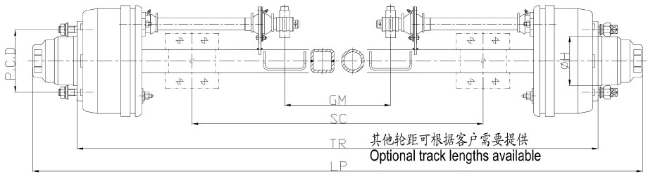 FA5F6 FA4.5F6 Trailer Axle Agricultural axle with brake series For Sale