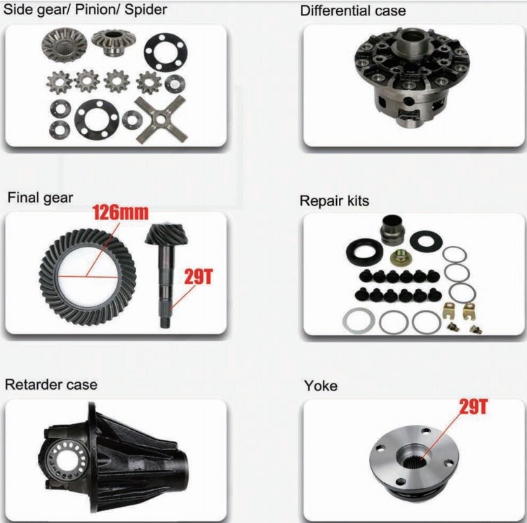 Rear Differential Parts Fit for Toyota Prado 120Hilux Vigo Fortuner/4runner With Side Final Gear Pinion Retarder Case Yoke