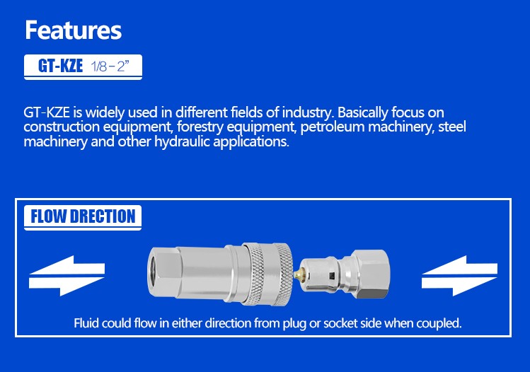 KZE 3/8 Inch  NPT/BSP Thread  Female /male Hydraulic Quick Connector &hydraulic Quick Release Coupling