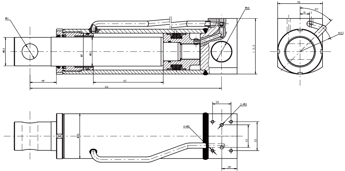 HCYY11112027 Good Quality Professional Factory 24kg Behind Hydraulic Cylinder for Truck Crane Vehicle Frame Support