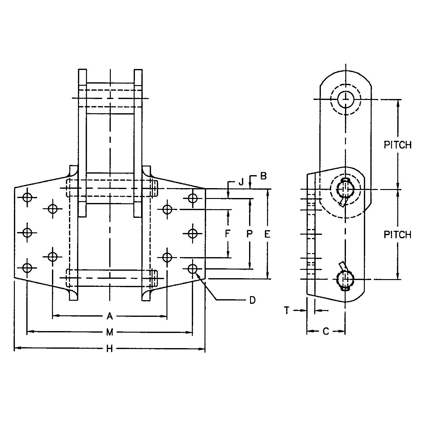 SS857-K44 SS859-K44 SS958-K44* SS864-K443* SS984-K443* SS994-K443*  SS Class Bushed Steel Chain With K44 K443 Attachment