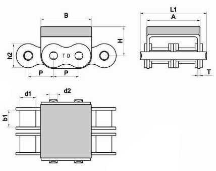 Factory 08B-G2 Industrial Steel Pipe Conveyor Single Row Top Rubber Coating Chain
