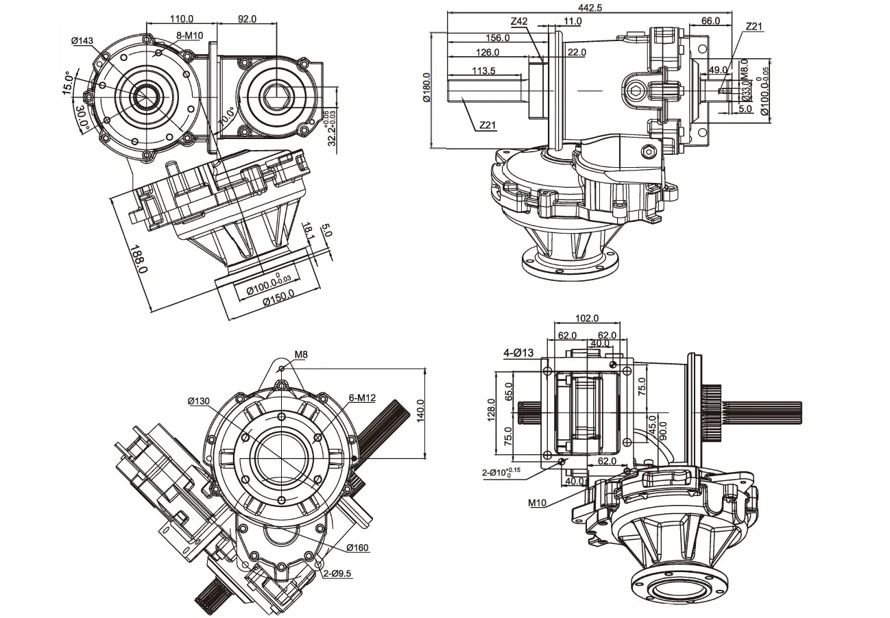 Silage Machine Gearbox Forage Harvester Silage Machine Speed Reducer Gear Drive For German Champion Four Disc (Type 3500)