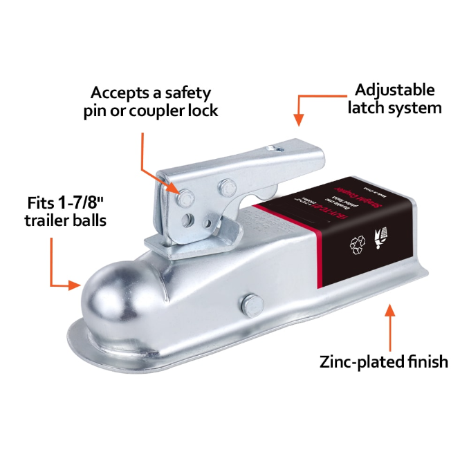 Trailer Parts 1BJY-TC-06/05 Trailer Parts and Accessories 3500LBS Straight Coupler for Boat,Trailer,RV