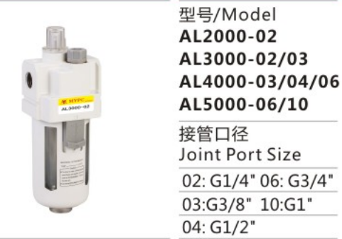 AC Series AL3000-02/03 Automatic Oil Lubricator Air Source Treatment Unit Filter Pressure Regulator for Compressed Air System