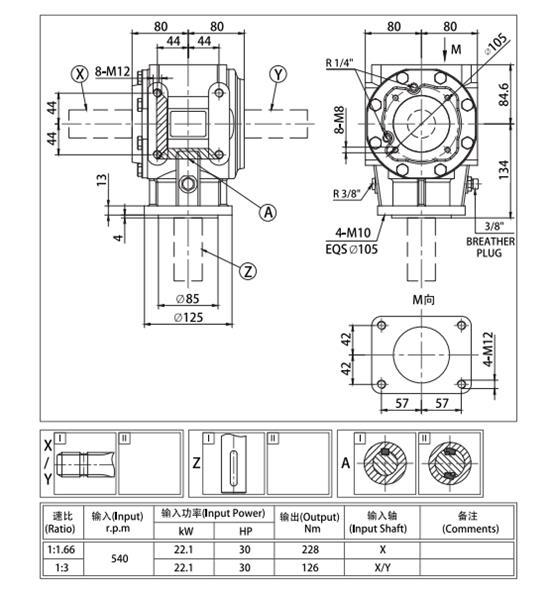 Agricultural Machinery 90 Degree Right Angle Small  Drive Speed Reducer Pto 540 Pto Bevel Transmission Gearbox