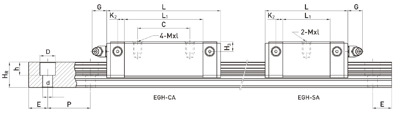 EGH-SA EGH-CA Series Linear Guideway Guide Rail for CNC Machine Tool Lathe