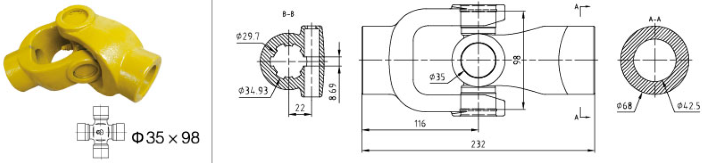 Good Quality Customized Pto Drive Shaft Part C23 Single Shaft Coupling for Sale