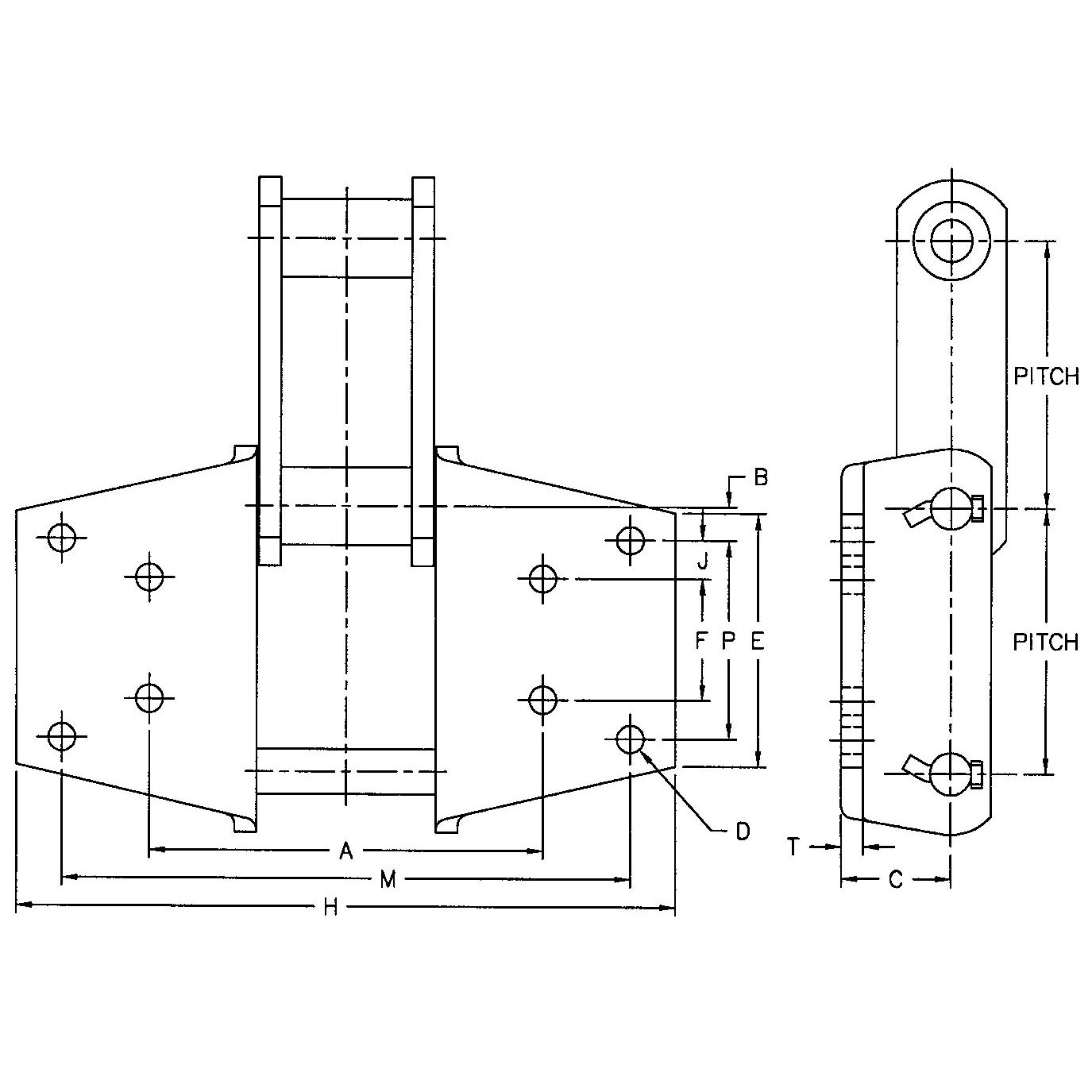 SS857-K44 SS859-K44 SS958-K44* SS864-K443* SS984-K443* SS994-K443*  SS Class Bushed Steel Chain With K44 K443 Attachment