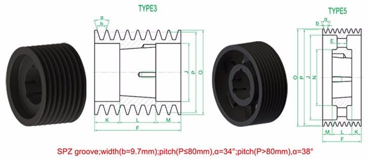Factory Heavy duty cast v-ribbed pulley for SPZ belt