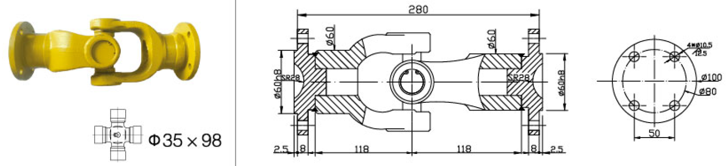 Good Quality Customized Pto Drive Shaft Part C7 Single Shaft Coupling for Sale