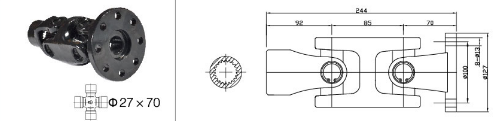 Good Quality Customized Pto Drive Shaft Part CC1 Double Coupling for Sale
