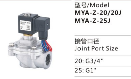 Low Price MYG Series MYA-Z-25J Diaphragm Structure Electromagnetic Pulse Valve for Sale