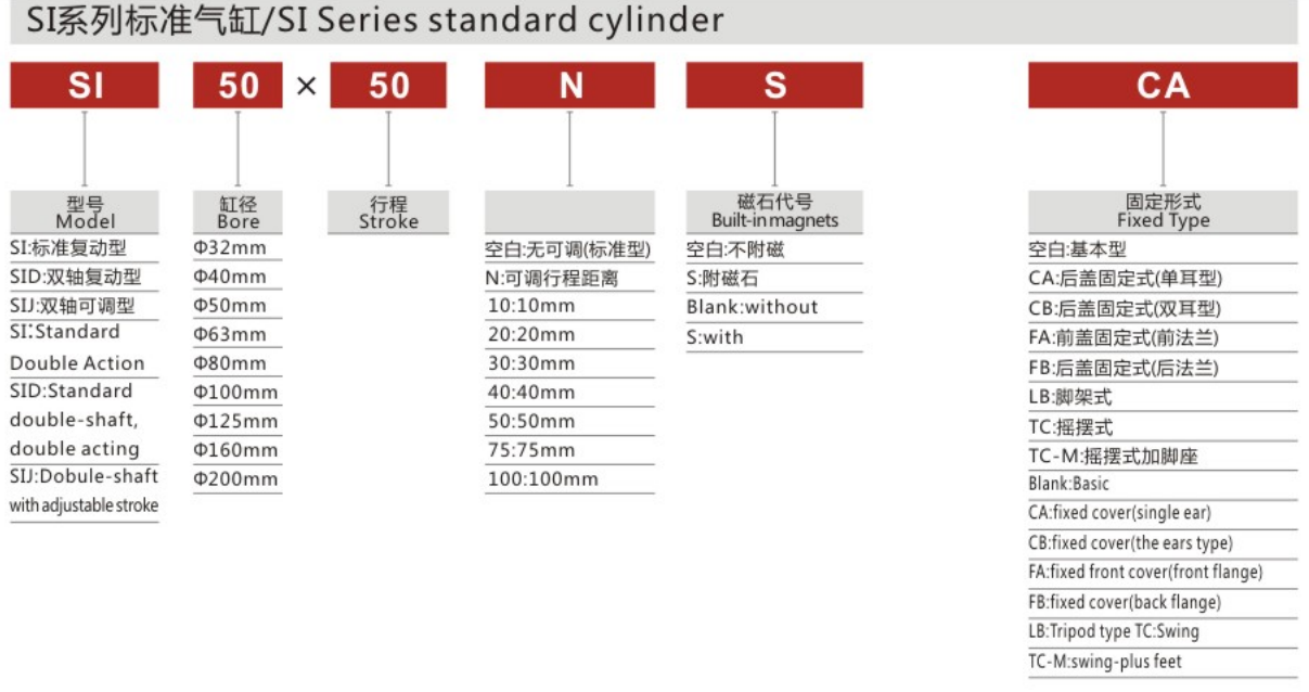 Economical Custom Design Stainless Steel SI Series Standard Cylinder for Sale