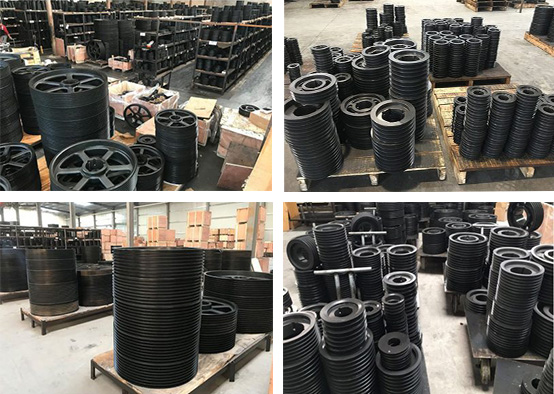 Standard Size SPA SPB SPZ Sheave Wheel Tension double Groove Cast Iron Conveyor Motor V belt Pulley with Taper bush Solid Hub