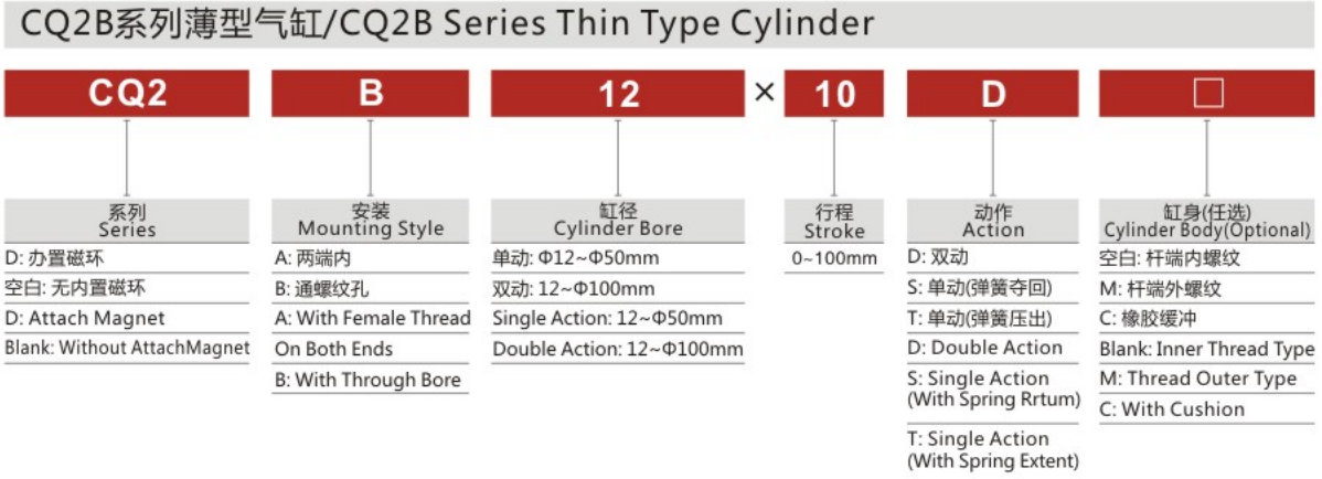 Durable Using Low Price Stainless Steel CQ2B Series Thin Type Cylinder for Sale