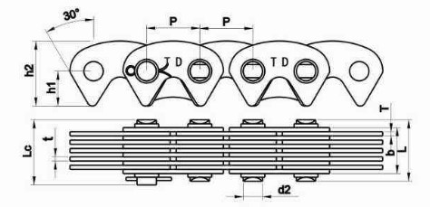 Middle Side Guide Inverted Tooth Flank Contact Silent Chain for Glass industry SC3 SC4 SC5 SC6 SC8 SC10