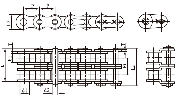 SS06B-2 B Series Stainless Steel Short Pitch Precision Duplex Roller Chain and Sprockets in Steel