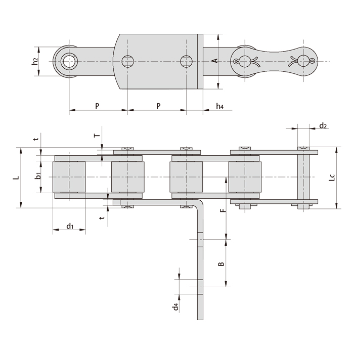 S Type  S55HF2 S55HF1 Steel Agricultural Conveyor Roller Chain With Attachment