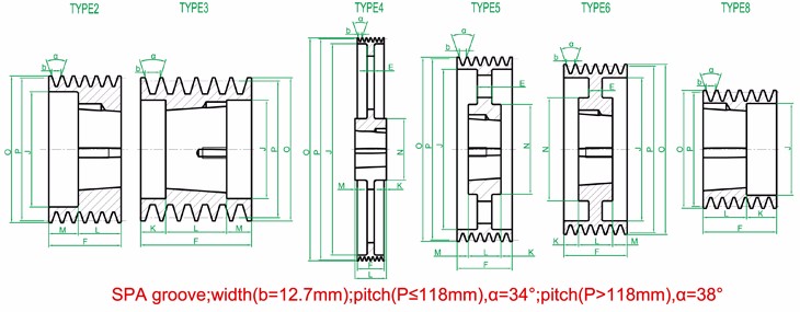 Factory 6 grooves pulley wheels supplier for electric motors