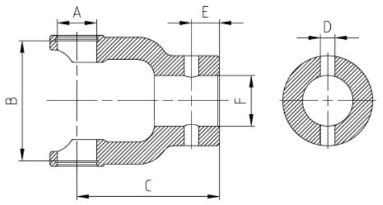 2511/3011/3511/4011/4211/4511/4711/5011 Agricultural PTO Shaft Part Yoke Agriculture Industrial Plain Bore Yoke with Pin Hole