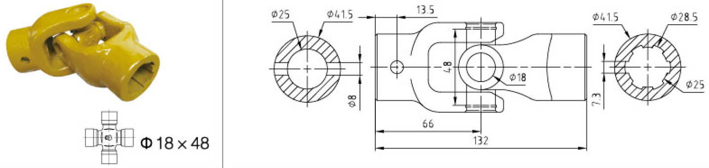 Good Quality Customized Pto Drive Shaft Part C10 Single Shaft Coupling for Sale