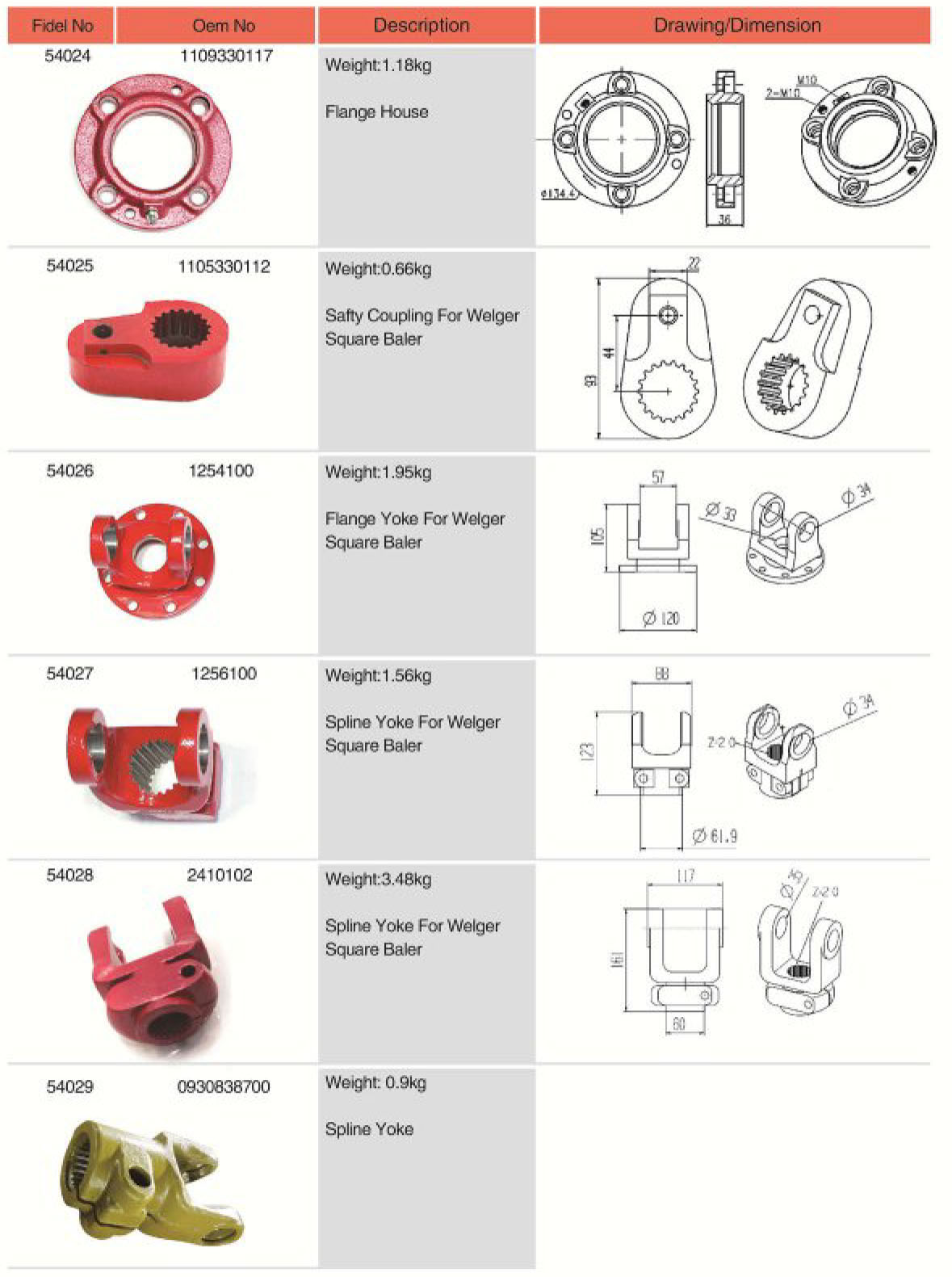 1256100 Agricultural spare parts Spline Yoke For Square Baler