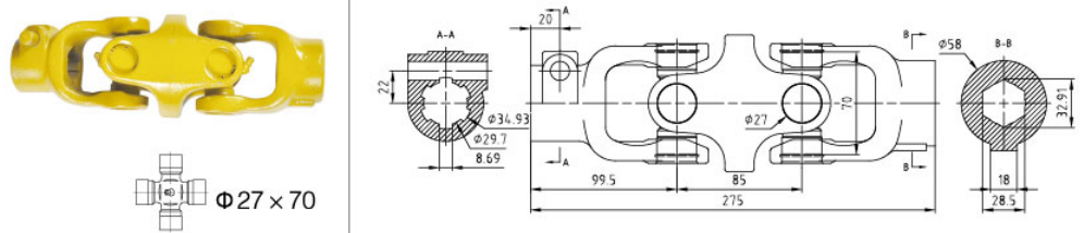 Good Quality Customized Pto Drive Shaft Part CC8 Double Coupling for Sale