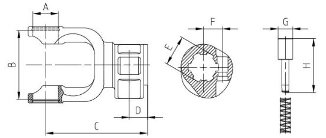 2505/3005/3505/4005/4205/4505/5005/6005/6805/7005 Agricultural PTO Shaft Part Agriculture Industrial Push Pin Splined Yoke