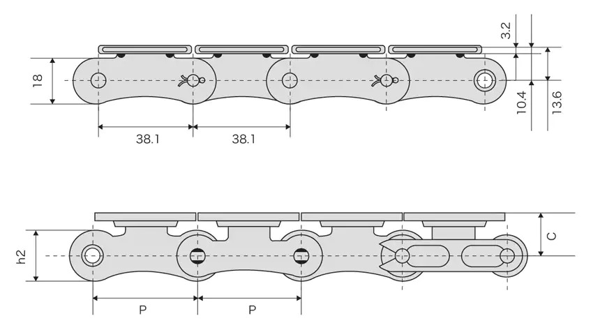 Stainless Steel Table Top Plate Conveyor Chains
