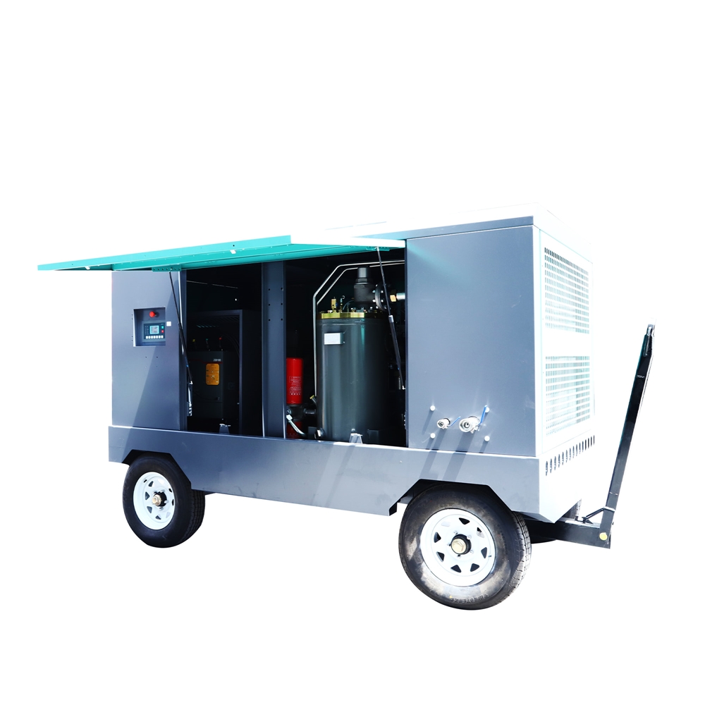 7~25 bar Heavy Duty Electric Engine Movable/Portable Direct Drive Rotary Screw Air Compressor for Drilling and Mining Industry