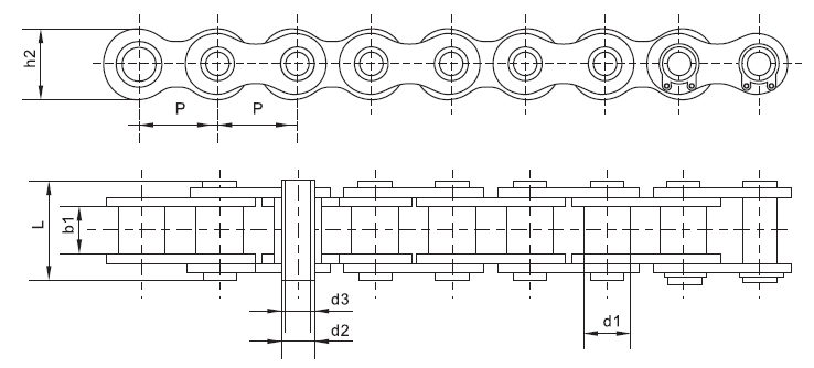 SS40HP Stainless Steel Short Pitch Hollow Pin Chain and Sprockets in Steel