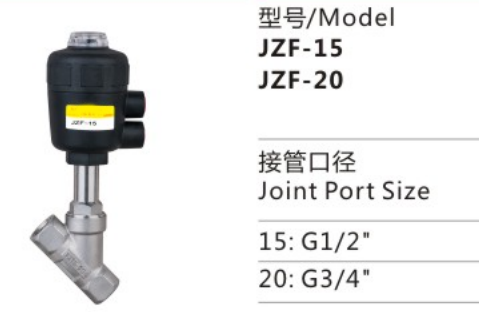 Proper Price JZF Series JZF-20 Plastic Thread Connection Piston-operated Angle-seat Valve