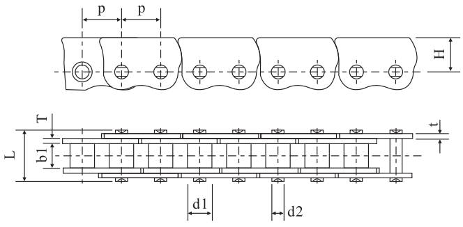 06B Roller Diameter 6.35mm Stainless Steel Window Opener Chain with 9.525mm Pitch
