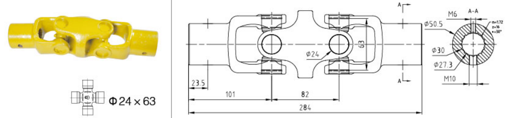 Good Quality Customized Pto Drive Shaft Part CC7 Double Coupling for Sale