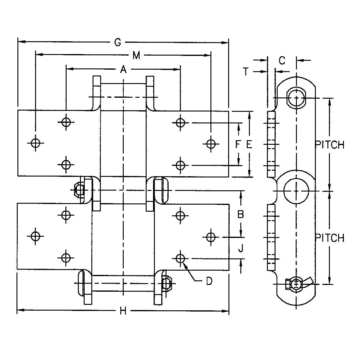 SS188-K1/K2 SS856-K3 SS150-K3 SS956-K6  SS Class Bushed Steel Chain With K3 K6 Attachment