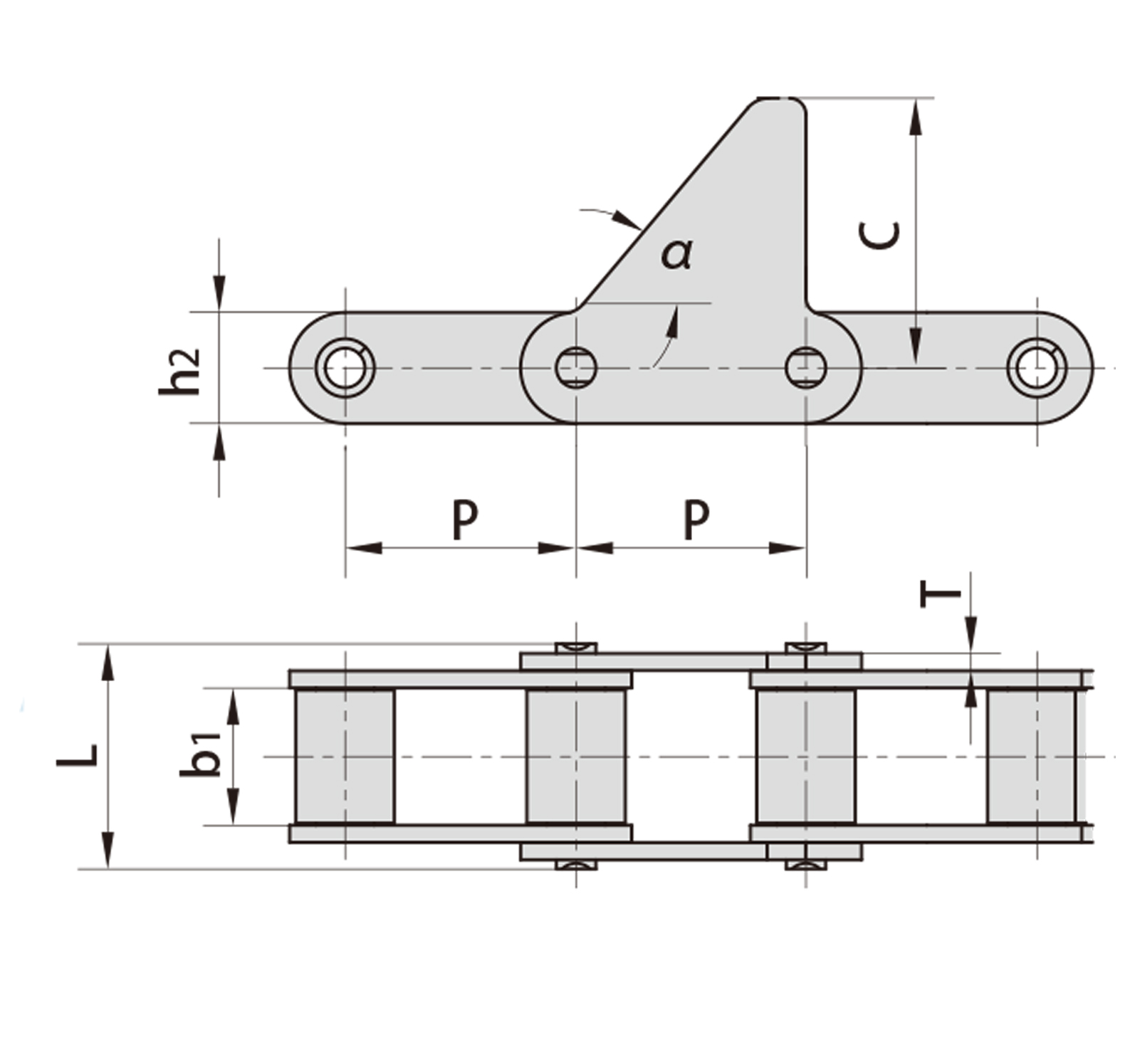 S type  S62F1 50 Degree Steel Agricultural Conveyor Roller Chain