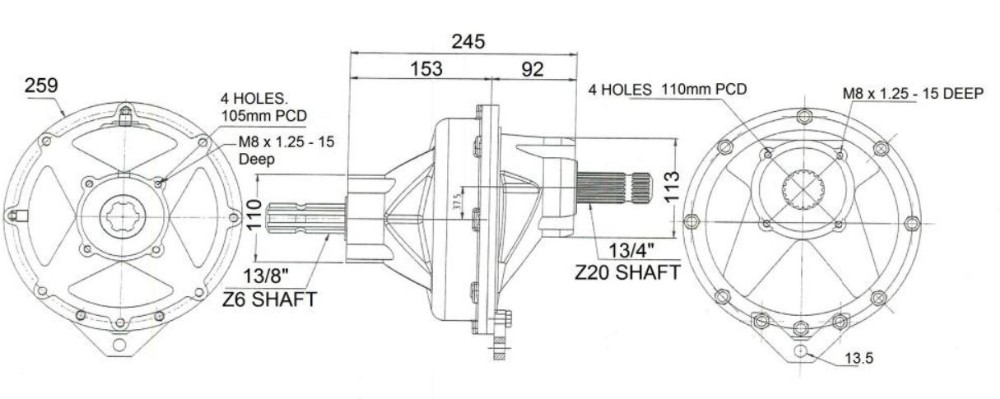 PTO SPEED REDUCER GEARBOX