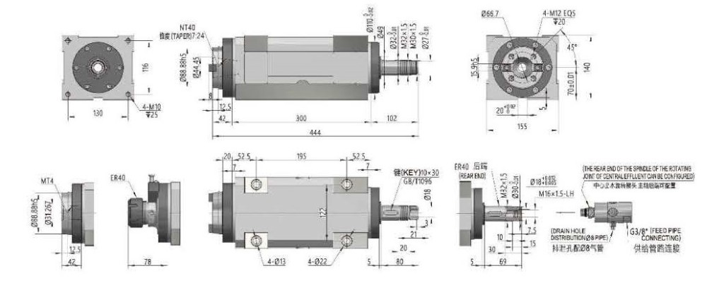 Boring and milling head unit, XT40-1 model with NT40/MT4/ER40 spindle, China manufacturer OEM / ODM